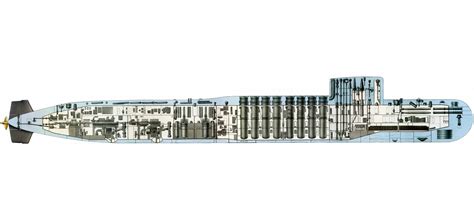 Nuclear-powered submarine Cutaway Drawings in High quality