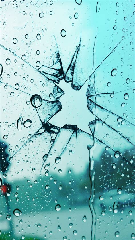 Broken Glass Rain Drops 4K Ultra HD Mobile Wallpaper