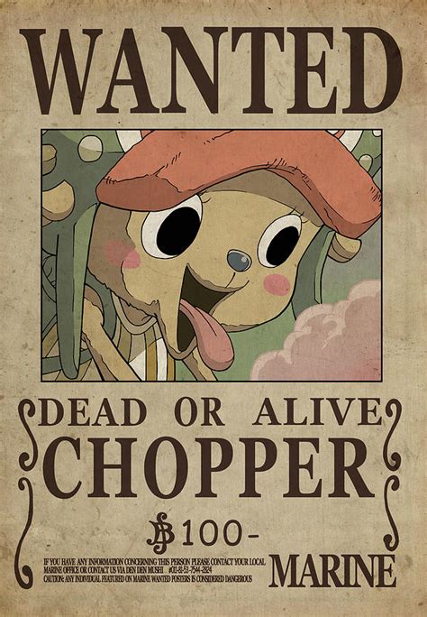 One Piece Wanted Poster - CHOPPER Digital Art by Niklas Andersen - Pixels