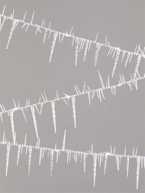 John Lewis & Partners 120 LED Icicle Lights, Ice White, L19m | Led icicle lights, Icicle lights ...