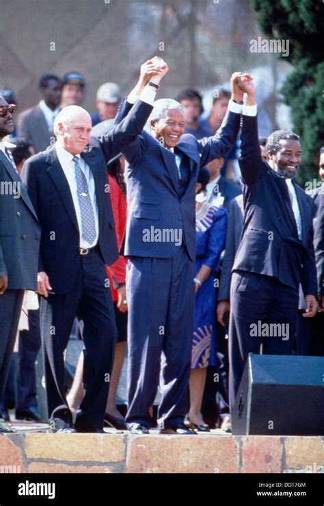 Inauguration of Nelson Mandela 1994. Deputies FW de Klerk and Thabo Mbeki Stock Photo - Alamy