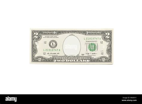 Two dollar bill with Thomas Jefferson portrait removed Stock Photo - Alamy