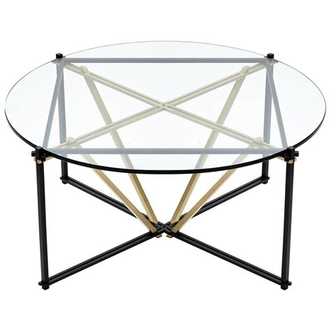 Tensegrity Coffee Table, Black and Satin Brass with Clear Glass | Coffee table, Round coffee ...