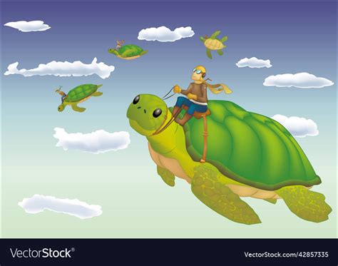 Flying turtles Royalty Free Vector Image - VectorStock