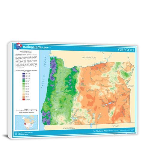 Oregon-Annual Precipitation Map, 2022 - Canvas Wrap