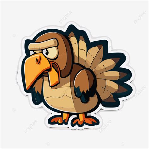 Cartoon Turkey Sticker With Brown Hair Clipart Vector, Sticker Design ...