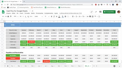 Google Sheets Cash Flow Spreadsheet Template - LUZ Templates