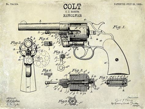 1903 Colt Revolver Patent Drawing Photograph by Jon Neidert