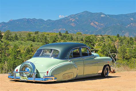 1950 Chevrolet Deluxe Passenger Side Rear Quarter View - Lowrider