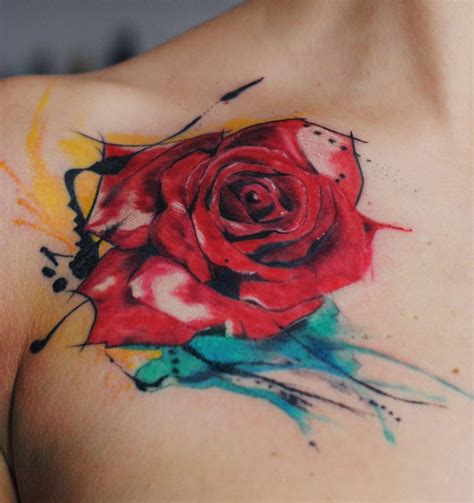 Watercolor rose tattoo by dopeindulgence - Tattooimages.biz