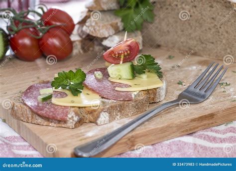 Salami Sandwich stock image. Image of ingredient, snack - 33473983