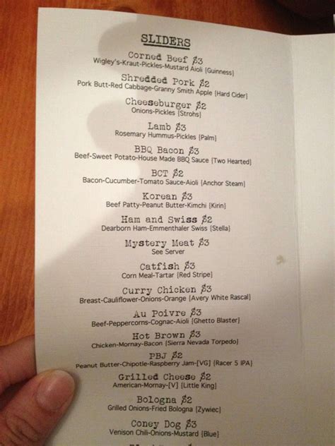 Menu at Green Dot Stables pub & bar, Detroit