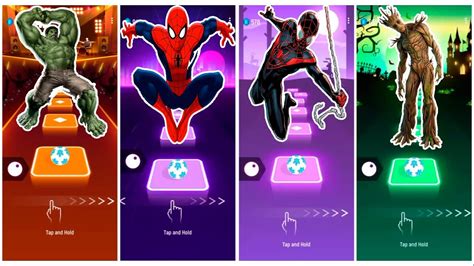 HULK vs SPIDER-MAN vs BLACK SPIDER-MAN vs GROOT TILES HOP EDM RUSH ...