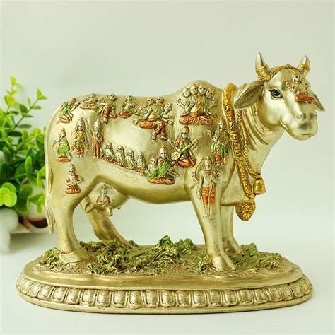 Buy Hindu God Nandi Statue - Hinduism Sacred Cow Figurine for Home Puja ...