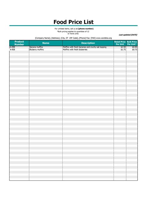 Xl Spreadsheet Templates With Price List Template In Excel Free | Hot ...