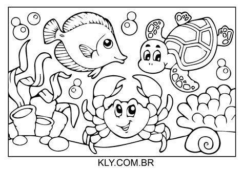 Desenho de Animais no Fundo do Mar para Colorir - Desenhos Para Colorir