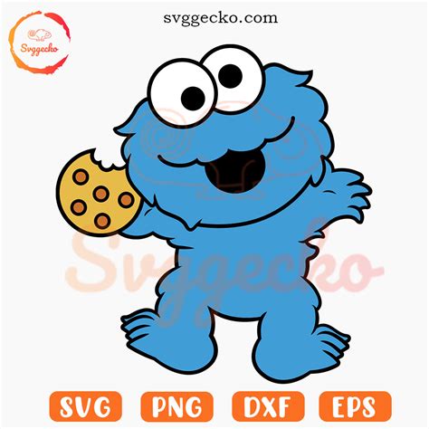 Baby Cookie Monster SVG, Blue Muppet SVG PNG EPS DXF Downloads - Gecko