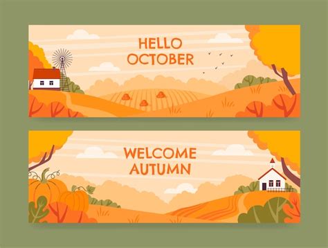 Free Vector | Flat hello october banner for autumn celebration