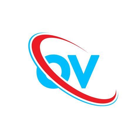 OV logo. OV design. Blue and red OV letter. OV letter logo design ...