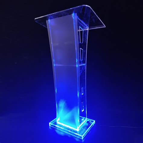 Clear Acrylic Podium, Lectern Church Pulpit with Blue LED Light ...