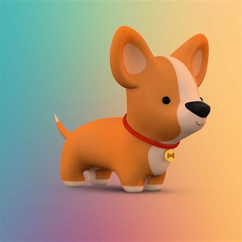 3D模型可爱的卡通狗 | Cartoon dog, My pet dog, Corgi cartoon