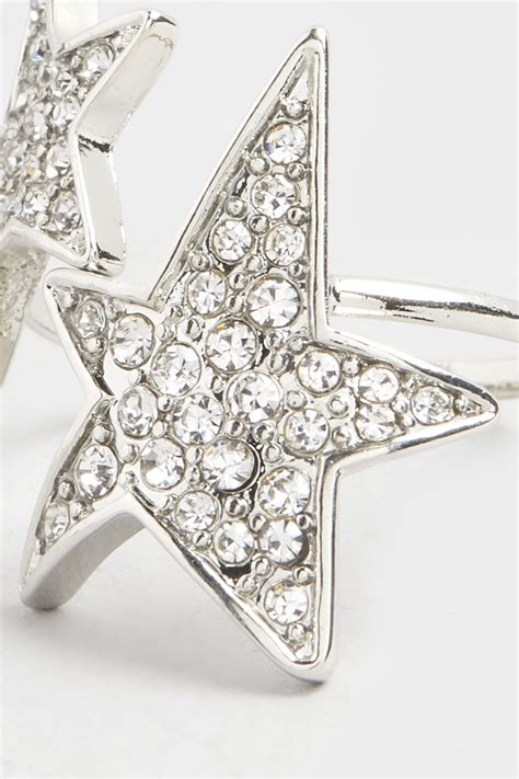 Silver Star Diamante Ring | Yours Clothing