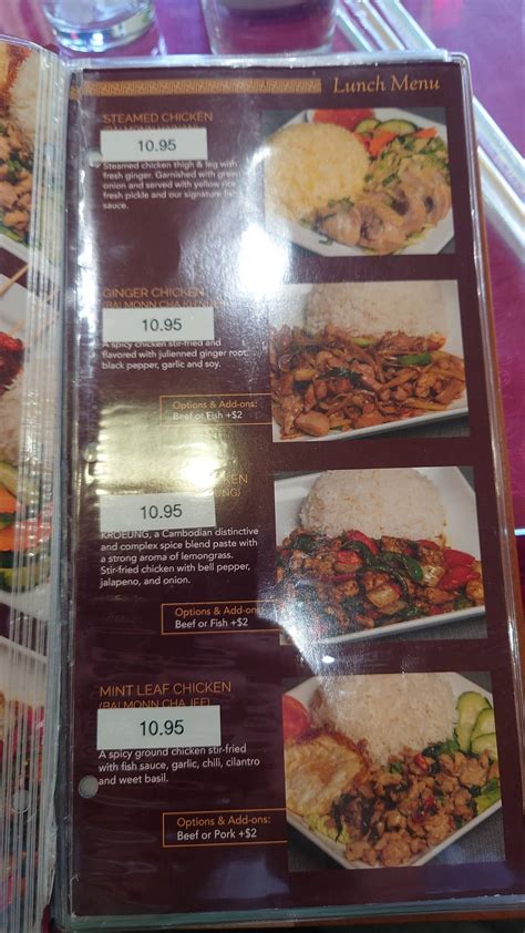 Menu at Monorom Cambodian Restaurant, Long Beach