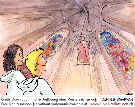 Kirchenfeiertag Auffahrt Christi Himmelfahrt Aufstieg Ministranten Statue — www.Live-Karikaturen.ch