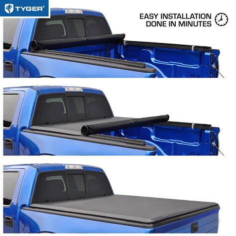 Tyger Auto T1 Soft Roll-up Truck Bed Tonneau Cover Compatible with 2019 ...