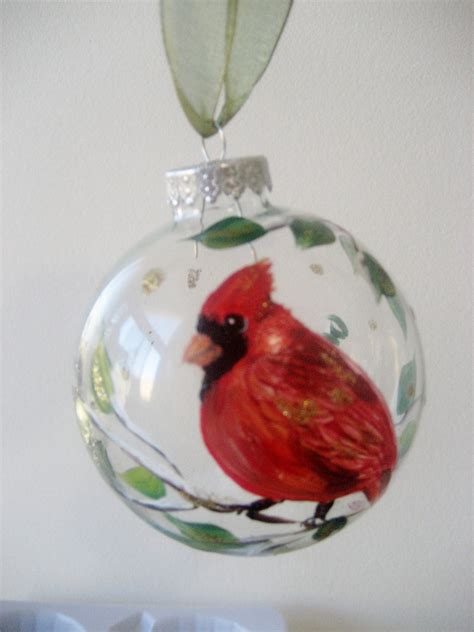 Items similar to Red Cardinal , bird Christmas ornament , handpainted ...