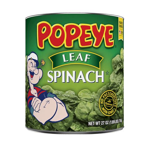 Popeye Canned Leaf Spinach, 27 oz Can - Walmart.com