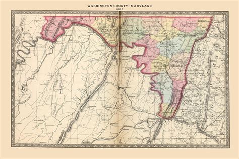 1866 Map of Washington County Maryland - Etsy