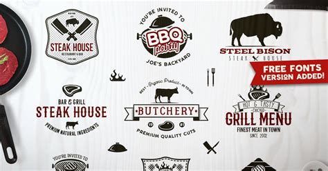 BBQ Vintage Logos & Grill Retro Emblems Set, Graphic Templates - Envato Elements