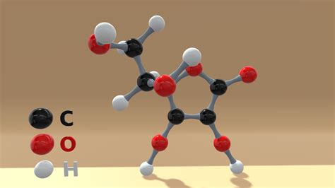 Ascorbic Acid Vitamin C Molecular C6H8O6 - 3D model by Philip Storm ...