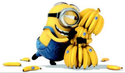 a despicable minion holding bunches of bananas with the caption click on picture to view more