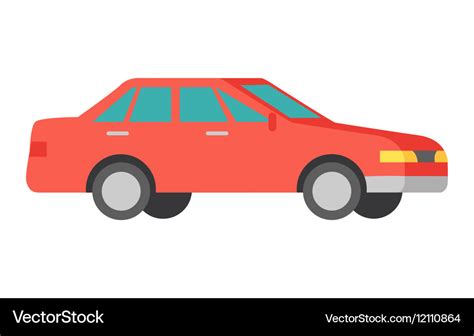 Red Car Isolated on White Car Icon Symbol Vector Image