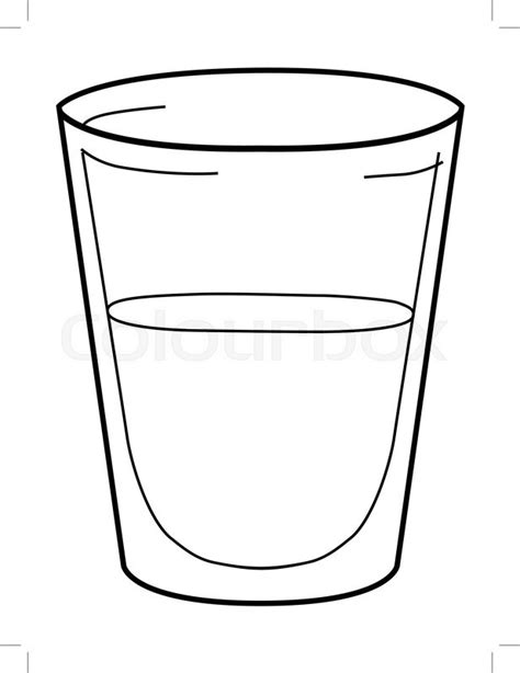 Outline illustration of glass of water | Stock vector | Colourbox