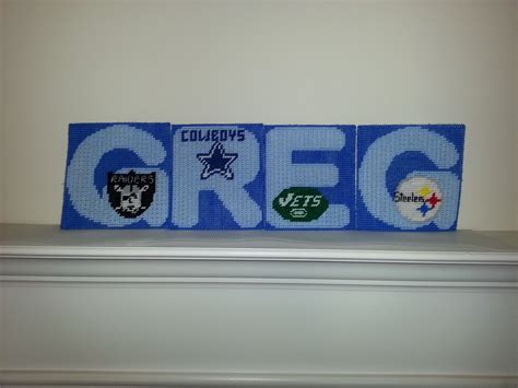 Cross Stitch Name (GREG) in Sports Raiders,Dallas Cowboys,NY Jets and ...