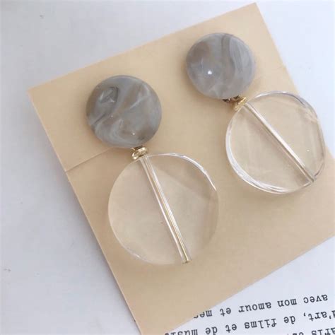 Clip-on Dangle Earrings Hypoallergenic Neutral Lightweight Geometric Lucite Earrings Modern ...