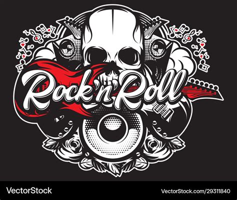 Poster on theme rock and roll with inscription Vector Image