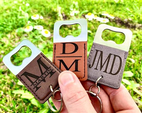 Leather Engraved Bottle Opener Keychain Groomsmen Gift | Etsy