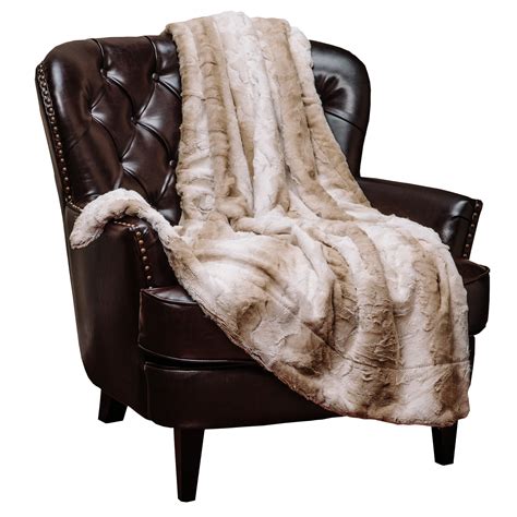 Chanasya Super Soft Fuzzy Fur Elegant Throw Blanket | Faux Fur Falling Leaf Pattern With Fluffy ...