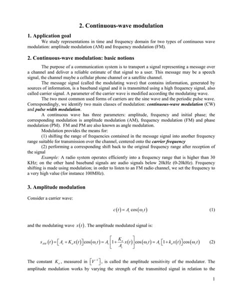 2. Continuous-wave modulation