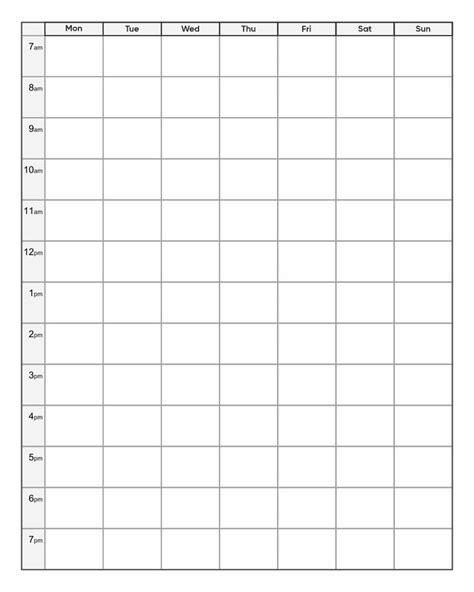 10 Best Printable Blank Weekly Time Slots | Weekly calendar template ...