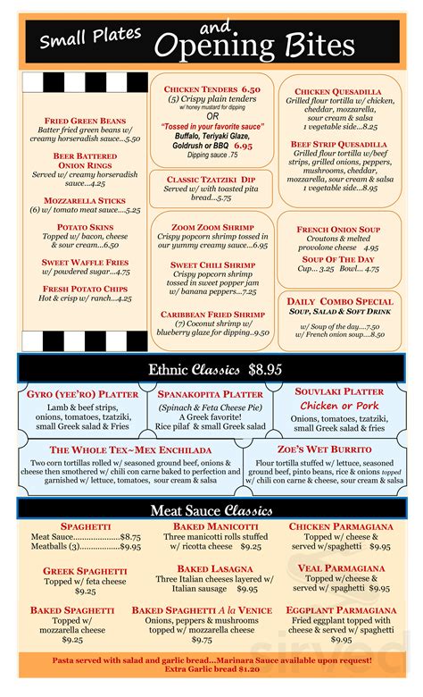 Mama Zoe's menu in Winston-Salem, North Carolina, USA