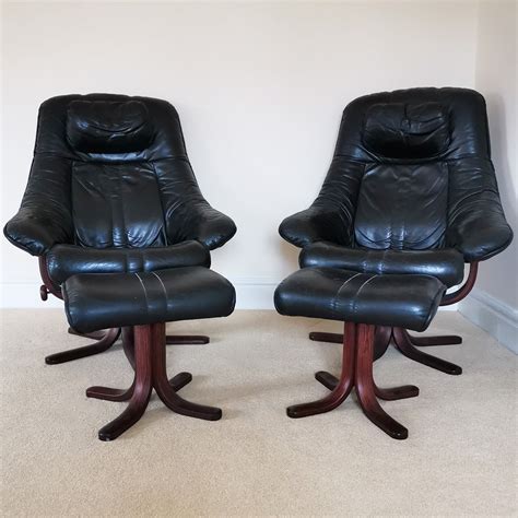 Pair of Leather Stressless Recliners - The Hoarde | Stressless recliner, Reclining armchair ...