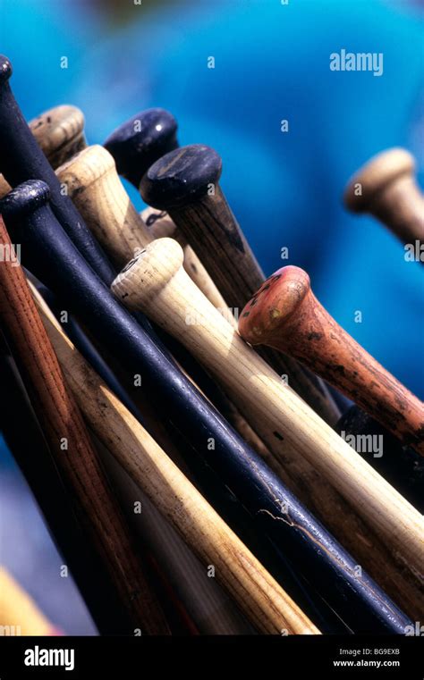 Collection of wooden baseball bats Stock Photo - Alamy