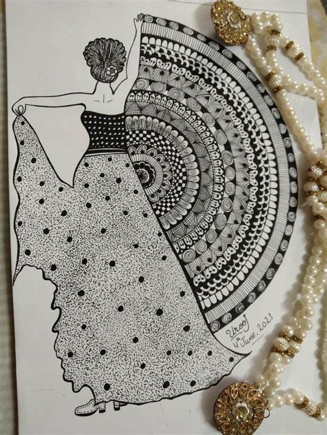 Dancing Girl Mandala Art Drawing by Urooj Mahmood | Saatchi Art