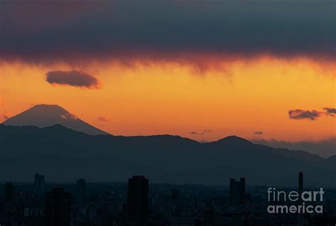 Mt. Fuji from Tokyo at Sunset Photograph by Bob Phillips - Fine Art America