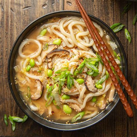 Udon Noodle Soup with Miso Broth - Connoisseurus Veg